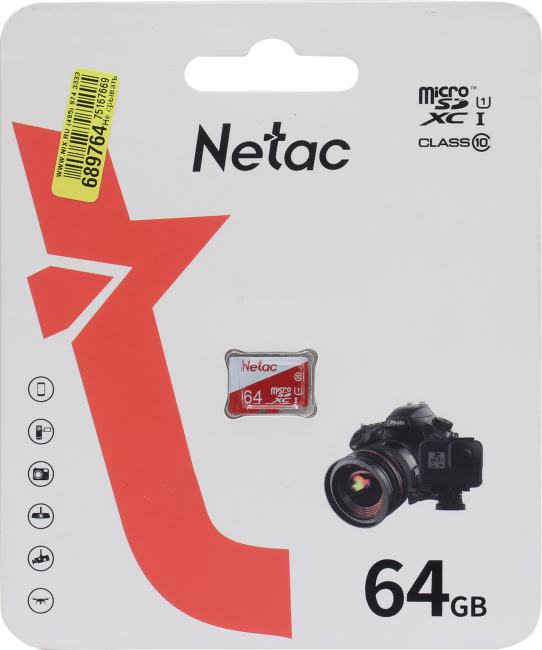 Netac <NT02P500ECO-064G-S> microSDXC Memory Card 64Gb  UHS-I  U1  Class10