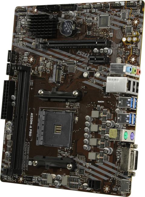 Мат. плата MSI A520M-A PRO (RTL) AM4 <A520> PCI-E DVI+HDMI GbLAN SATA Micro ATX 2DDR4