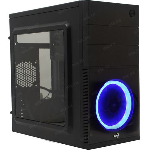 Minitower Aerocool <CS-105 Blue> MicroATX без  БП,  с  окном