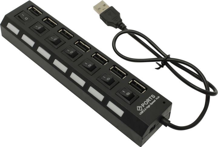 Smartbuy <SBHA-7207-B> 7-port  USB2.0  Hub с выключателями