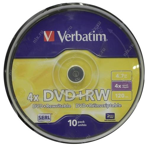 DVD+RW Disc Verbatim   4.7Gb  4x  <уп. 10 шт> на  шпинделе <43488>