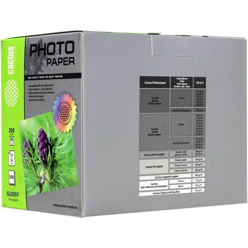 Cactus CS-GA6200500 (10x15см, 500 листов, 200  г/м2)  бумага  глянцевая