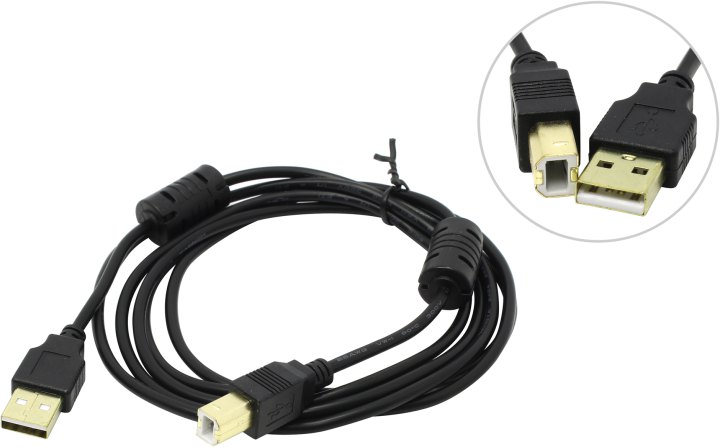 Exegate <EX138946RUS> Кабель USB 2.0 A-->B 1.8м  2 фильтра
