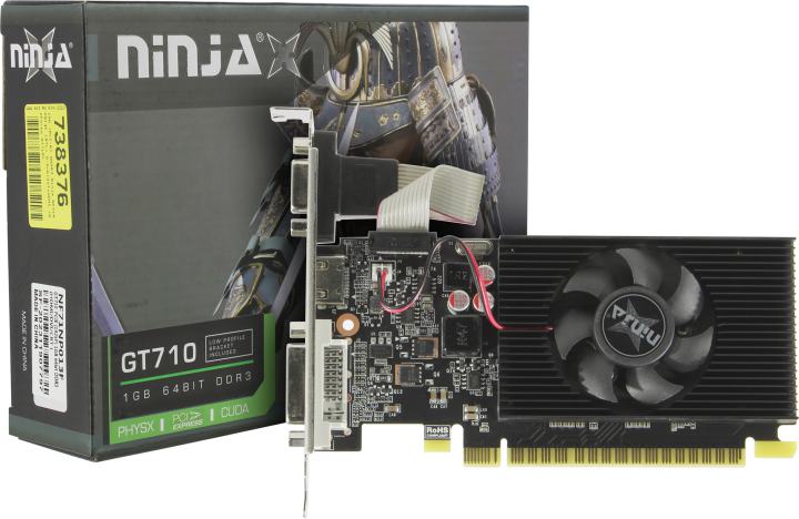1Gb <PCI-E> GDDR3 Ninja NF71NP013F (RTL)  D-Sub+DVI+HDMI  <GeForce  GT710>