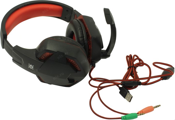 Наушники с микрофоном Defender Warhead G-370 (шнур 2м,  с  регулятором громкости) <64037>