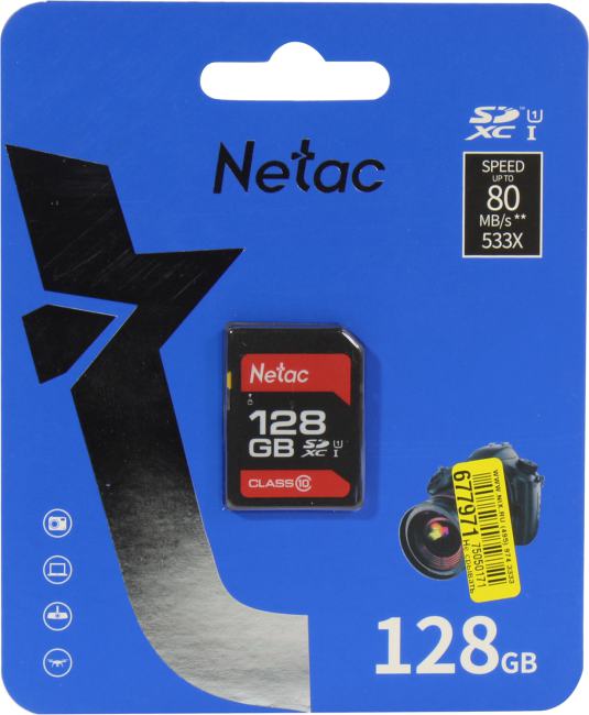 Netac <NT02P600STN-128G-R> SDXC Memory Card 128Gb UHS-I U1  Class 10