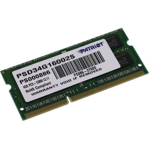 Patriot <PSD34G16002S> DDR3 SODIMM 4Gb  <PC3-12800> CL11  (for  NoteBook)