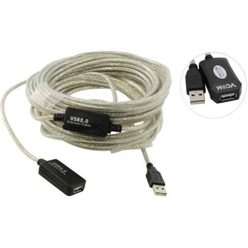 VCOM <VUS7049-15м> Кабель удлинительный активный  USB  2.0-repeater A-->A 15м