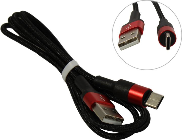 Hoco <X26 Type-C 1M Black/Red> Кабель USB 2.0  AM-->USB-C 1м