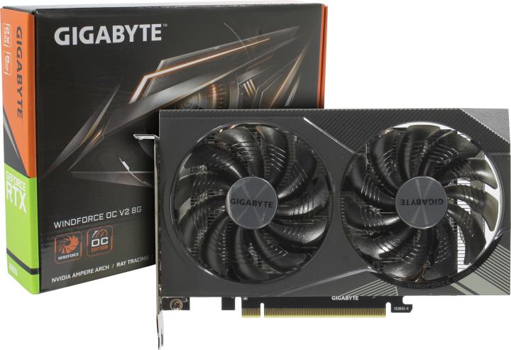 8Gb <PCI-E> GDDR6 GIGABYTE GV-N3050WF2OCV2-8GD (RTL)  2xHDMI+2xDP  <GeForce  RTX3050>