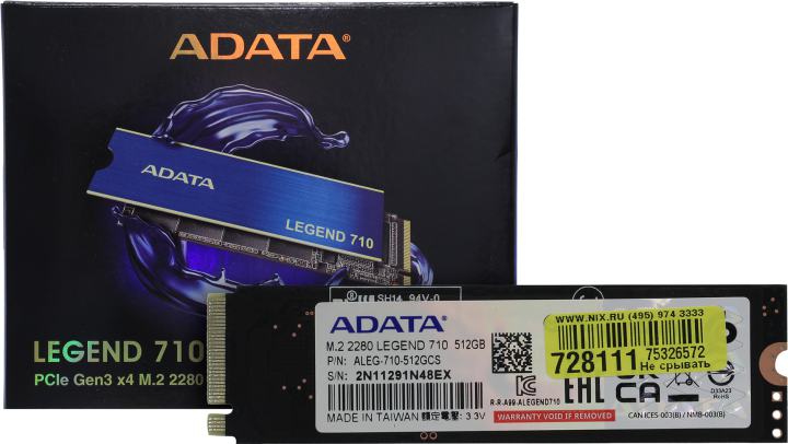 SSD 512 Gb M.2 2280 M ADATA LEGEND  710 <ALEG-710-512GCS>