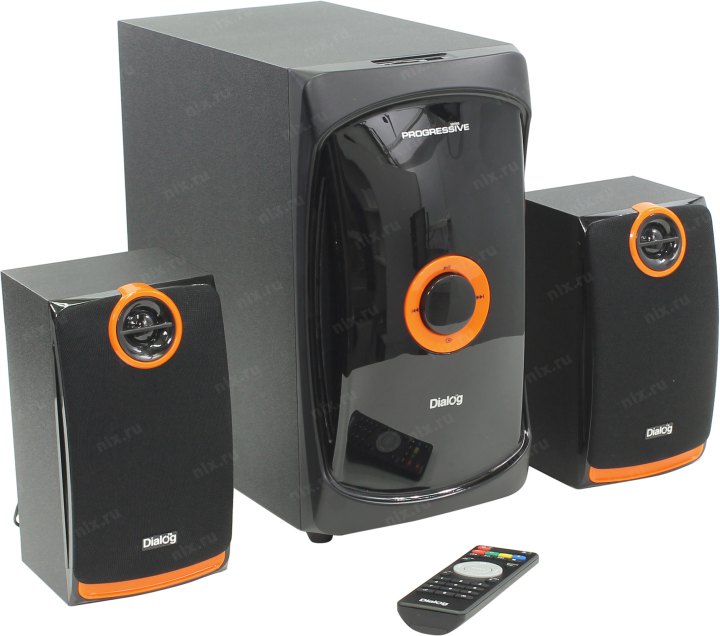 Колонки Dialog Progressive AP-200 (2х15W +Subwoofer 30W,  дерево,  SD, USB, ПДУ)