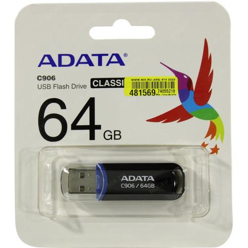ADATA Classic C906 <AC906-64G-RBK>  USB2.0 Flash  Drive  64Gb