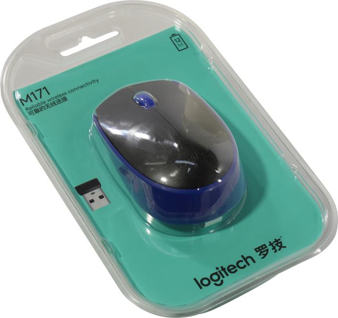 Logitech M171 Blue Wireless Mouse <910-004644> (RTL)  USB 3btn+Roll