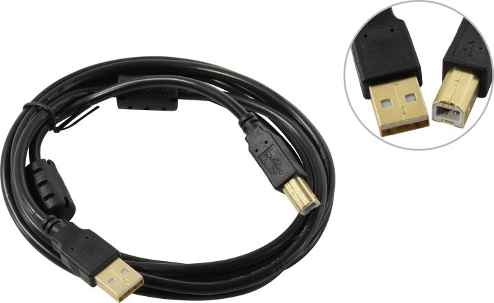 ExeGate <EX-CCF-USB2-AMBM-2.0> Кабель USB 2.0 A-->B 2м, 2  фильтра <EX294747RUS>