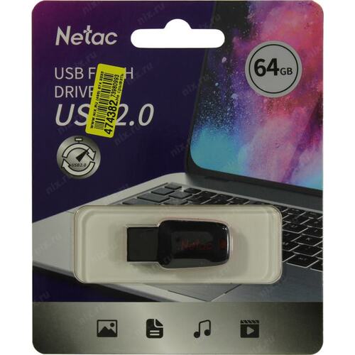 Netac <NT03U197N-064G-20BK> USB2.0  Flash  Drive 64Gb (RTL)