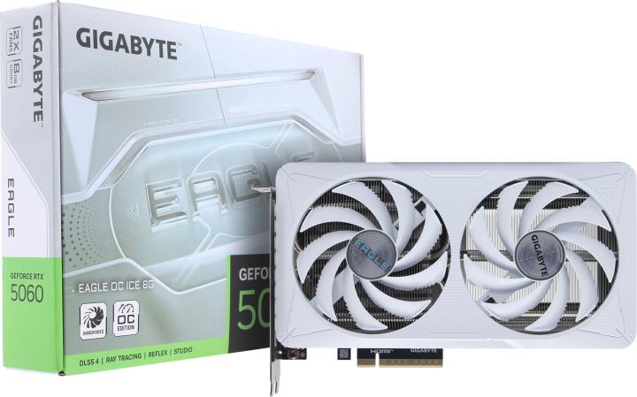 8Gb <PCI-Ex8> GDDR7 GIGABYTE GV-N5060EAGLEOC ICE-8GD  (RTL) HDMI+3xDP  <GeForce  RTX5060>