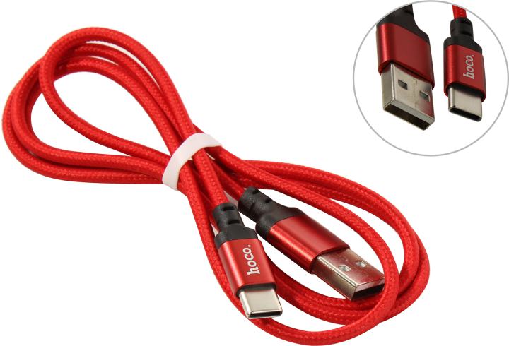 Hoco <X14 USB-C M Red/Black> Кабель  USB 2.0  AM-->USB-C  1м