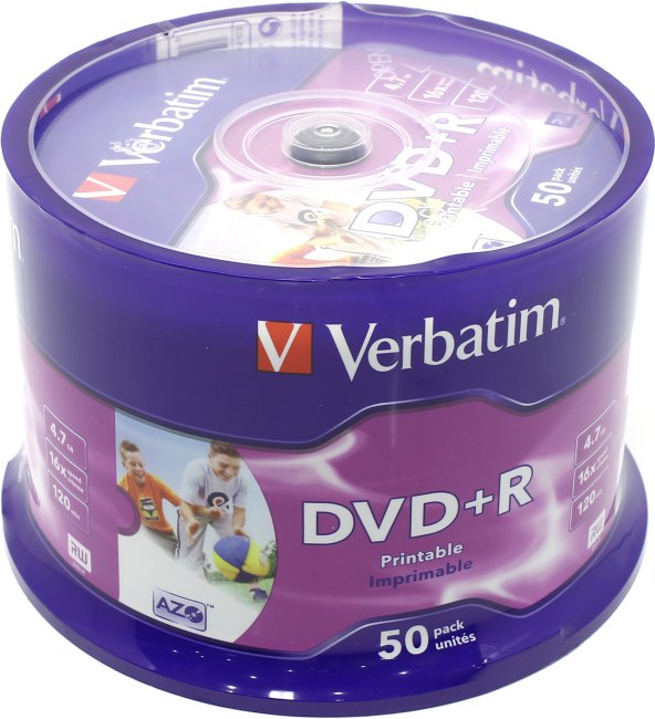 DVD+R Disc Verbatim   4.7Gb  16x  <уп. 50 шт> на шпинделе,  printable <43512/43651>