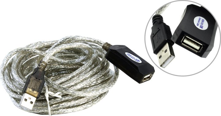 Aopen <ACU823-5м> Кабель удлинительный активный  USB  2.0-repeater A-->A 5м