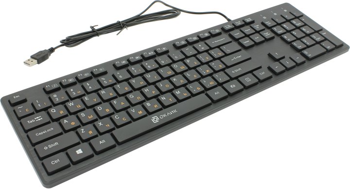 Клавиатура OKLICK Keyboard 520M2U Black <USB> 104КЛ  +2xUSB  port  <1061587>
