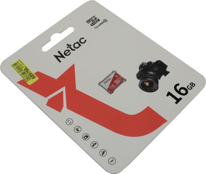 Netac <NT02P500ECO-016G-S> microSDHC Memory Card 16Gb  UHS-I  U1  Class10