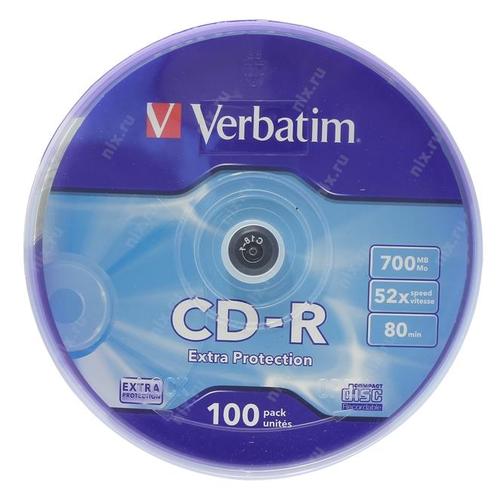 CD-R Verbatim   700Mb 52x sp. <уп.100 шт> на  шпинделе <43411/43430>