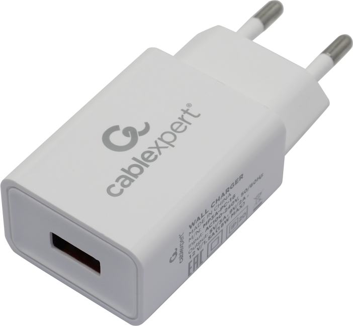 Cablexpert <MP3A-PC-16> Зарядное устройство USB (Вх.AC100-240V, Вых.  DC5V/9V/12V,  18W,  USB)