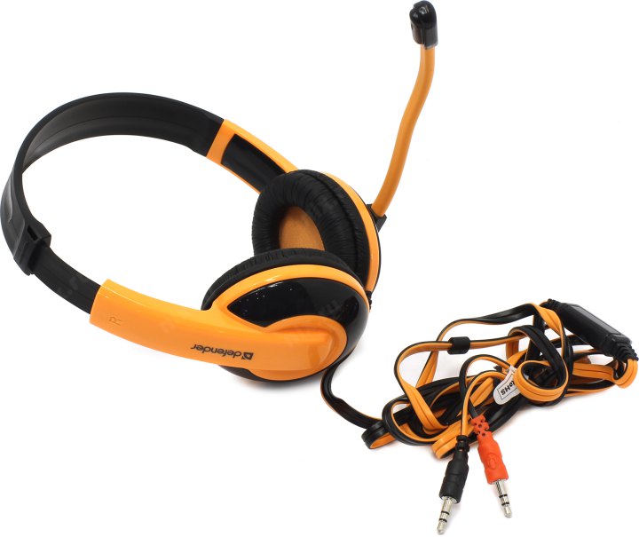 Наушники с микрофоном Defender Warhead G-120 Black/Orange(шнур 2м, с регулятором  громкости) <64099>