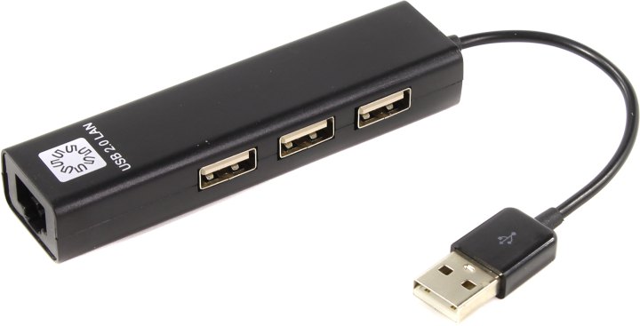 5bites <UA2-45-06BK> адаптер USB2.0 --> UTP 100Mbps  +  3-port USB2.0 Hub