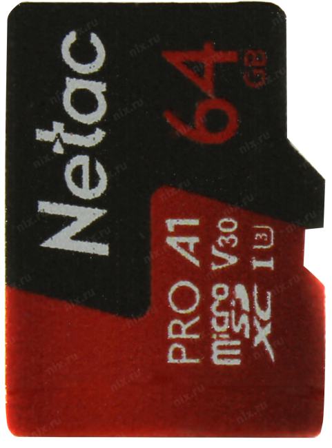 Netac <NT02P500PRO-064G-S> microSDXC Memory Card 64Gb  A1 V30  UHS-I  U3